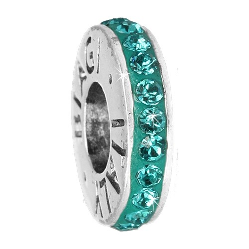 Carlo Biagi Zirkonia Bead Kristall Rondell aqua Europ Beads BBCRD01AQ