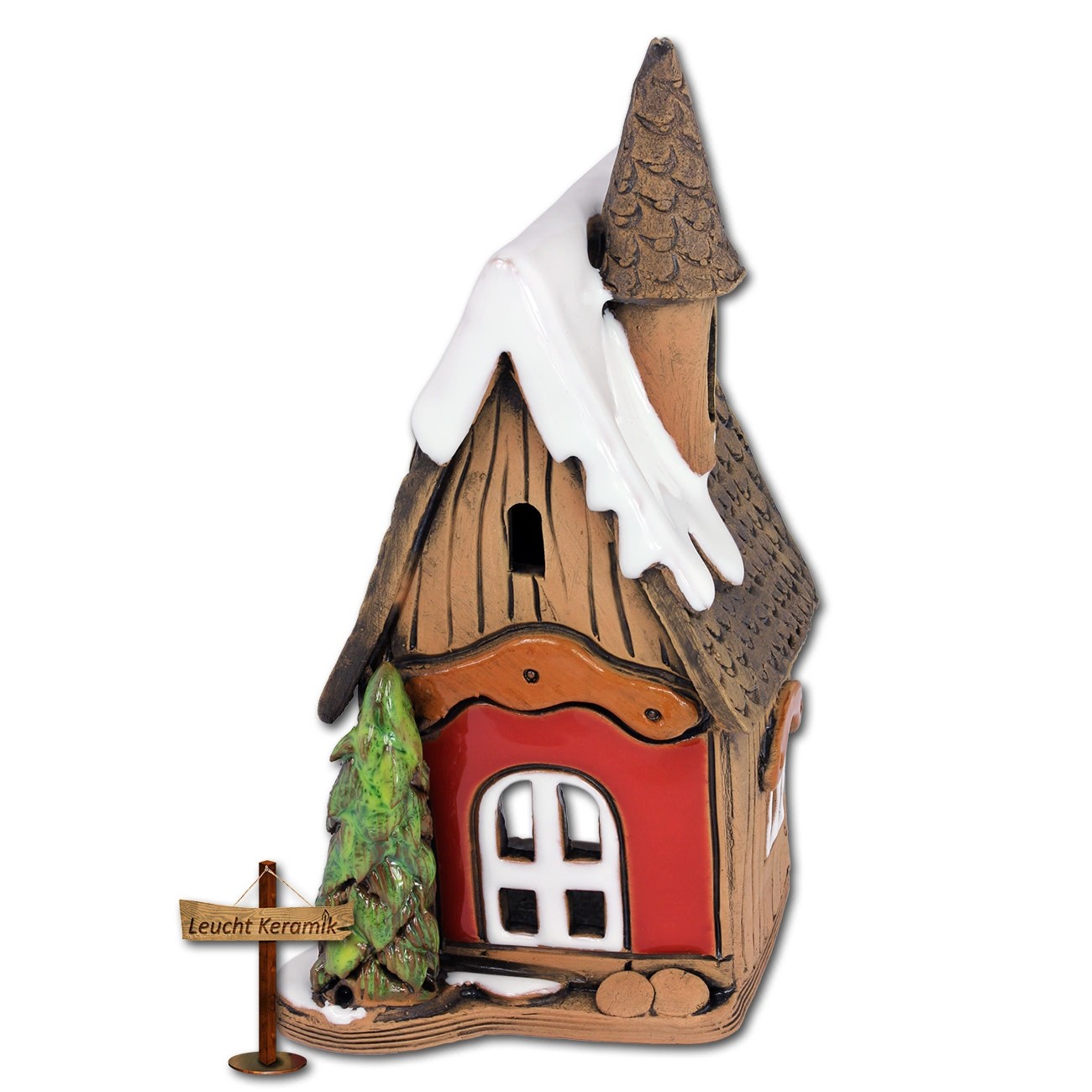 Lichthaus Waldhäuschen rot original LeuchtKeramik DKH12R