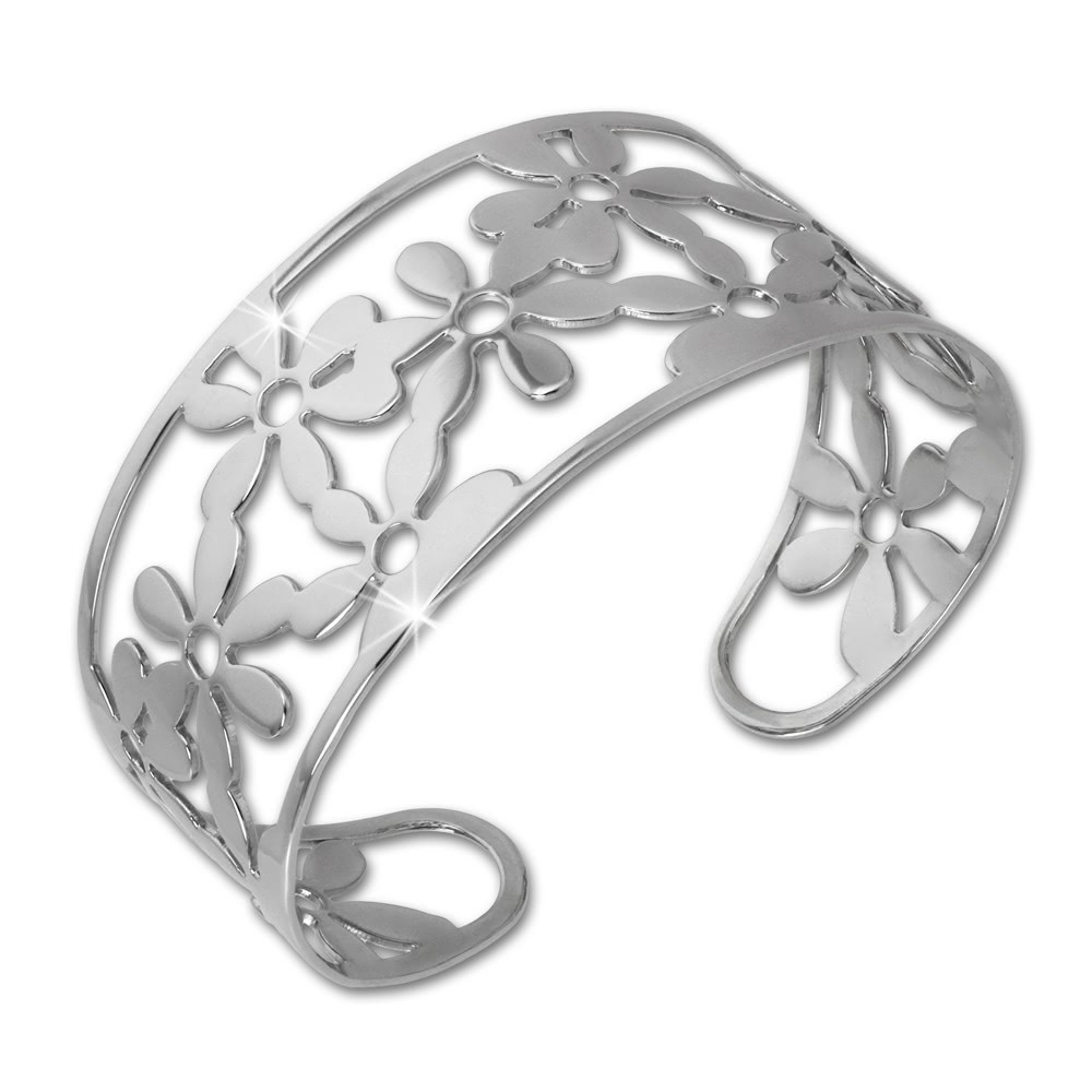 Amello Edelstahl Armspange Blumen Damen Armreif Stahlschmuck ESAS53J