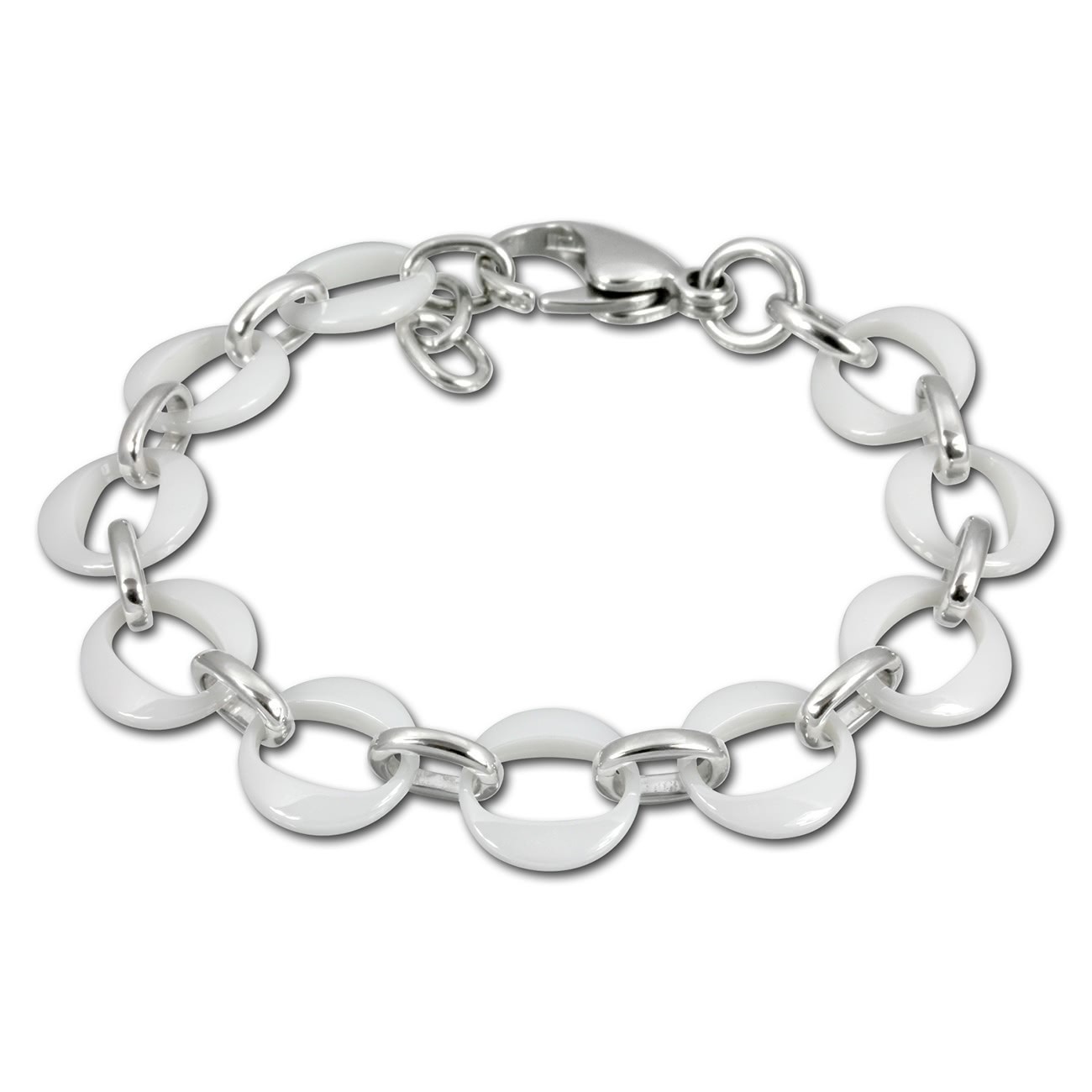 Amello Armband Keramik Ringe weiß Damen Edelstahlschmuck ESAX02W