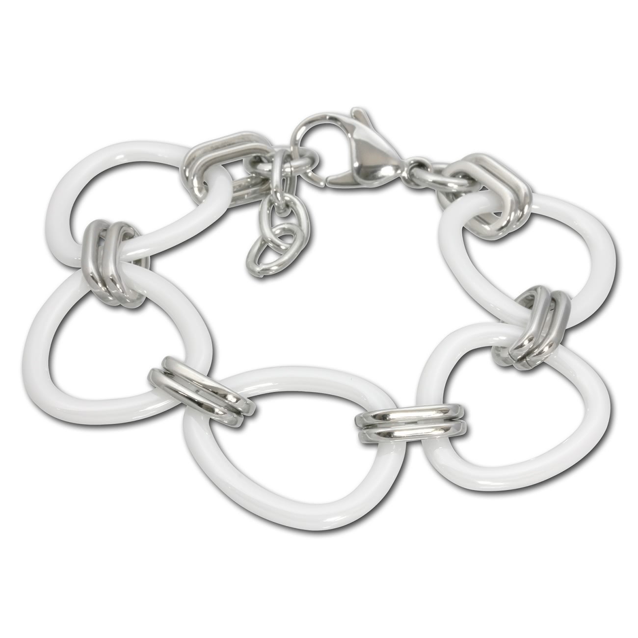 Amello Armband Keramik Dreiecke weiß Damen Edelstahlschmuck ESAX07W