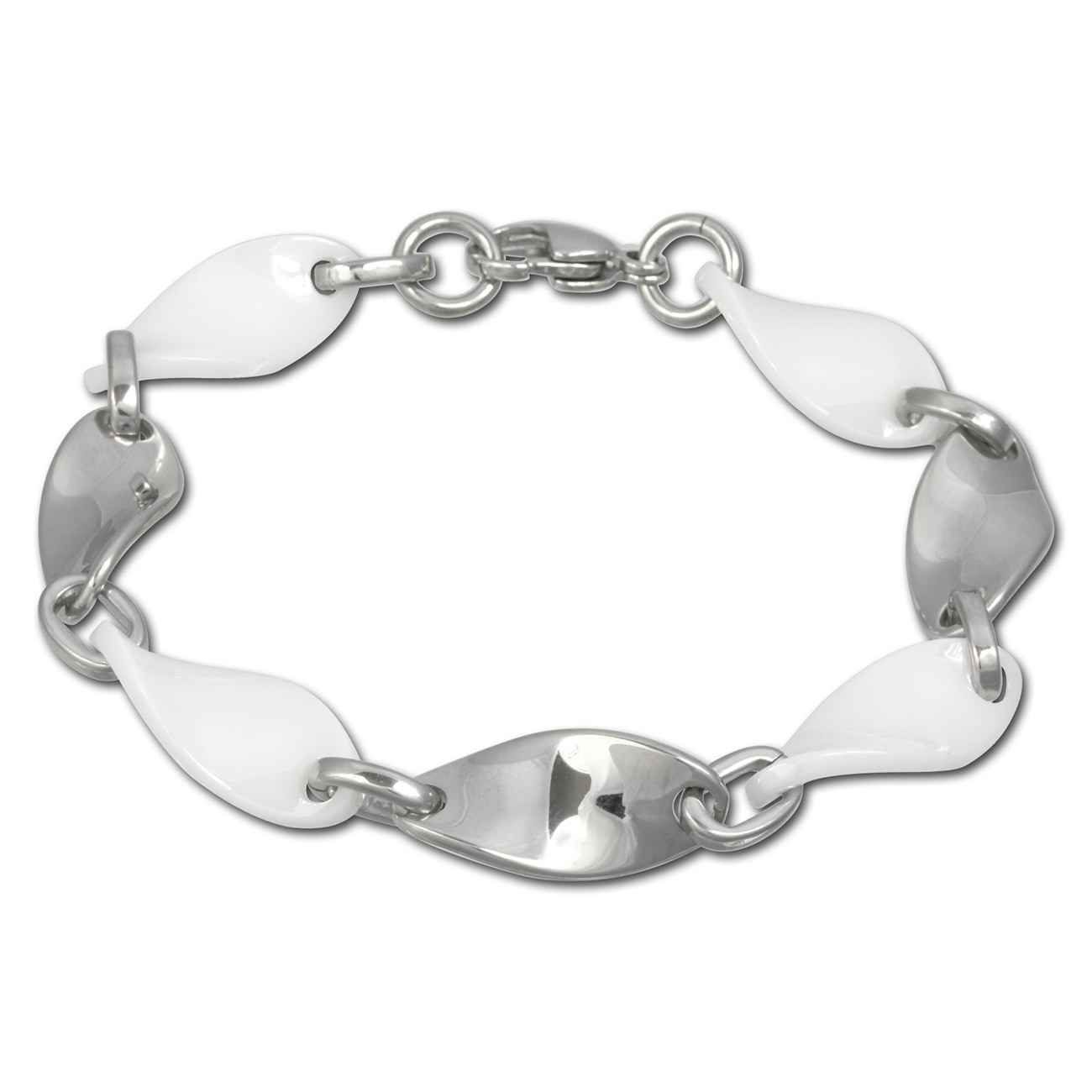 Amello Armband Keramik Welle weiß Damen Edelstahlschmuck ESAX08W