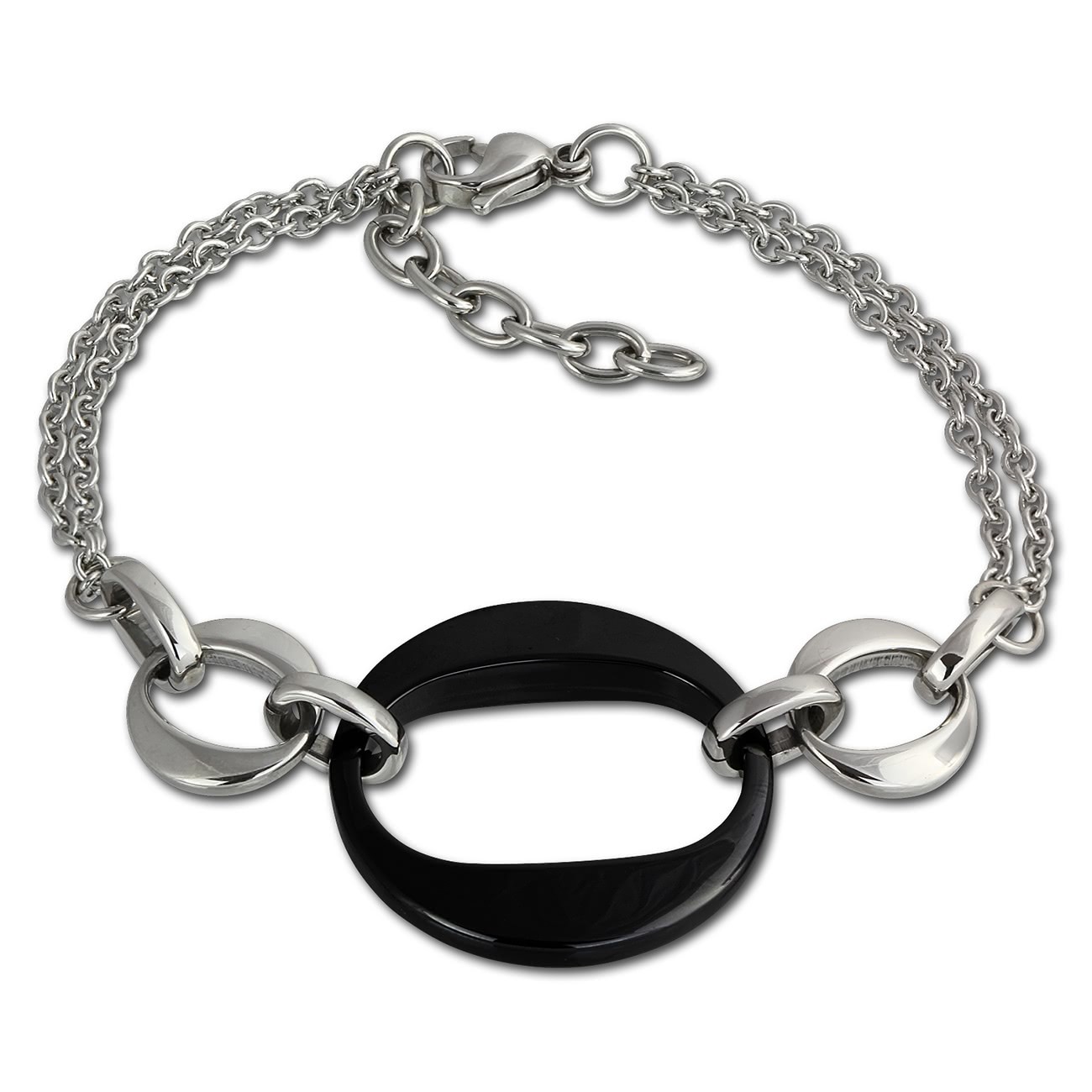 Amello Armband Keramik Round schwarz Damen Edelstahlschmuck ESAX13S