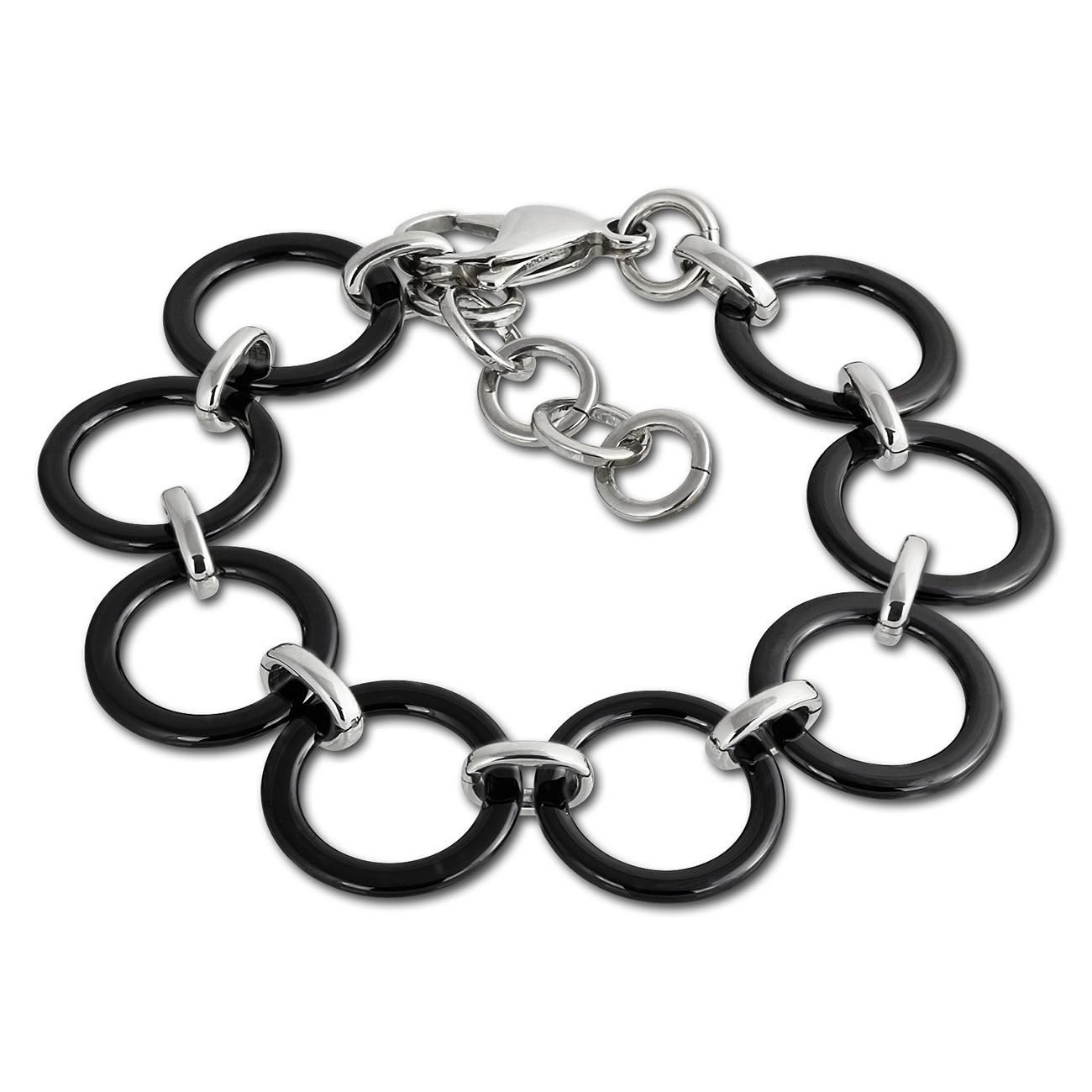 Amello Armband Keramik Circle schwarz Damen Edelstahlschmuck ESAX14S