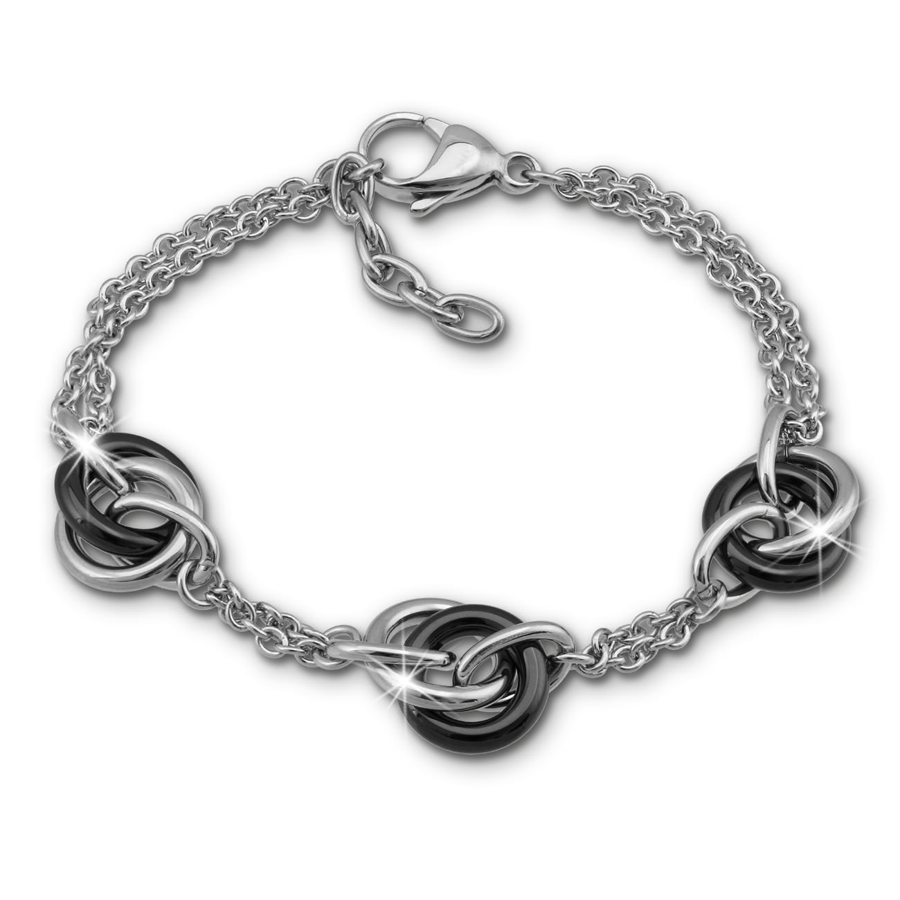 Amello Armband Keramik Ringe schwarz Damen Edelstahlschmuck ESAX37S8