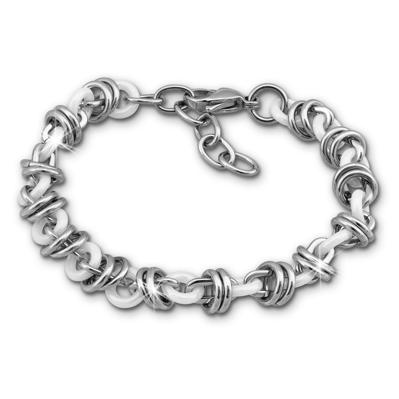 Amello Armband Keramik Ringe weiß Damen Edelstahlschmuck ESAX39W8