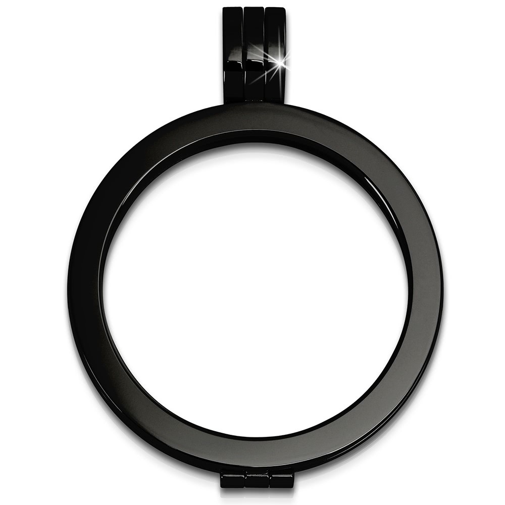 Amello Coinsfassung 30mm Kettenanhänger stahl geschwärzt Stahlschmuck ESC001S