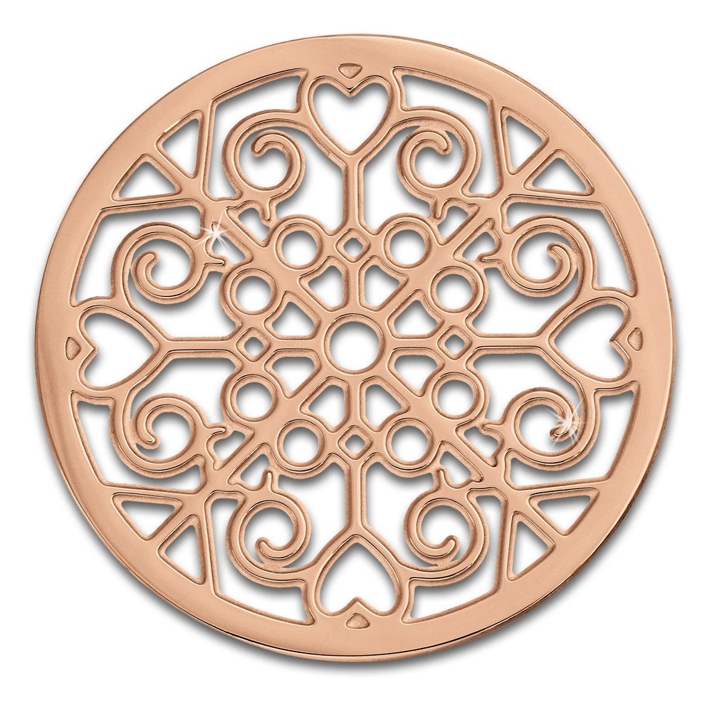 Amello Edelstahl Coin Muster rosegold für Coinsfassung Stahlschmuck ESC523E