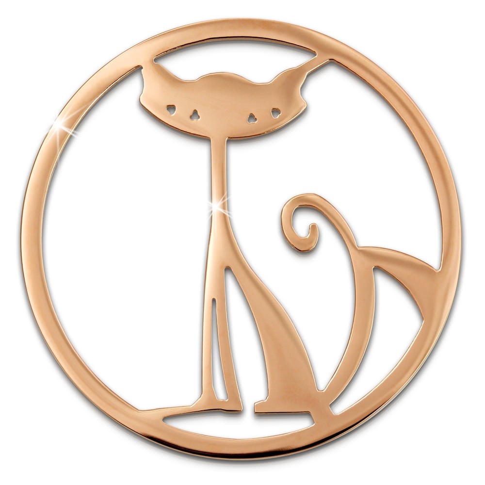 Amello Edelstahl Coin Katze rosegold für Coinsfassung Stahlschmuck ESC531E
