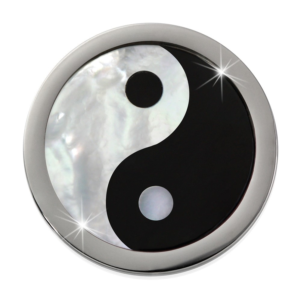 Amello Coin Yin Yang Perlmutt für Coinsfassung 25mm Edelstahlschmuck ESC742S