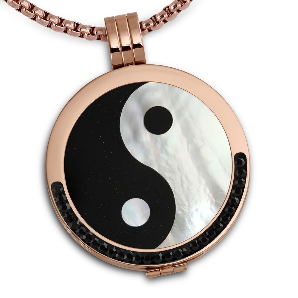 Amello Coins Kette Yin Yang Edelstahl Kettenanhänger mit Kette 80cm ESCS61S