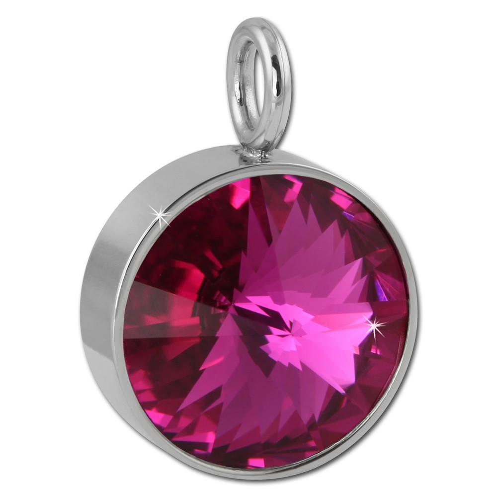 Amello Kettenanhänger Edelstahl Zirkonias Zirkonia fuchsia ESHS02P