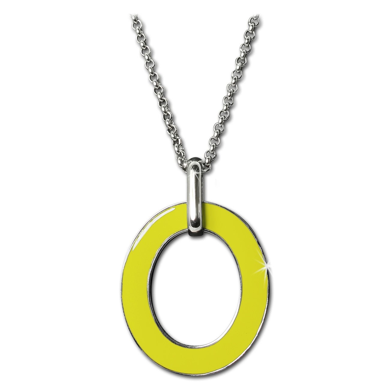 Amello Halskette Oval Emaille gelb/weiß Damen Edelstahlschmuck ESKG01Y