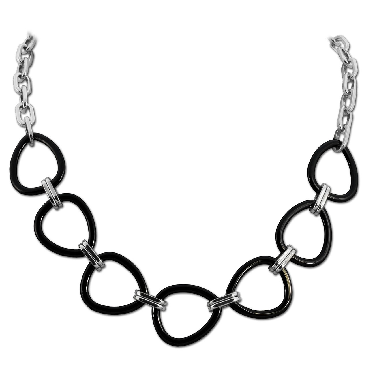 Amello Halskette Keramik Dreieck schwarz Damen Edelstahlschmuck ESKX07S