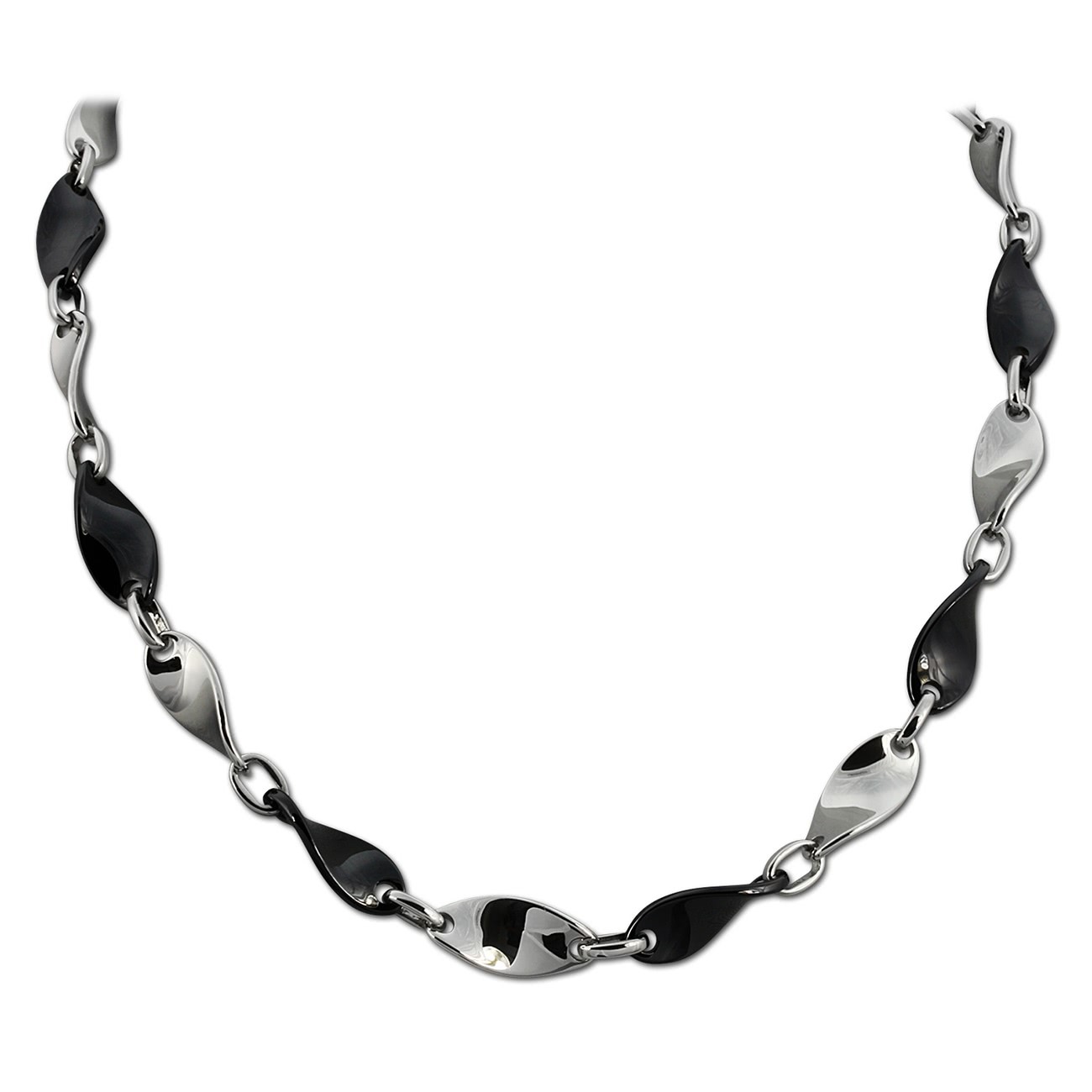 Amello Halskette Keramik Welle schwarz Damen Edelstahlschmuck ESKX08S