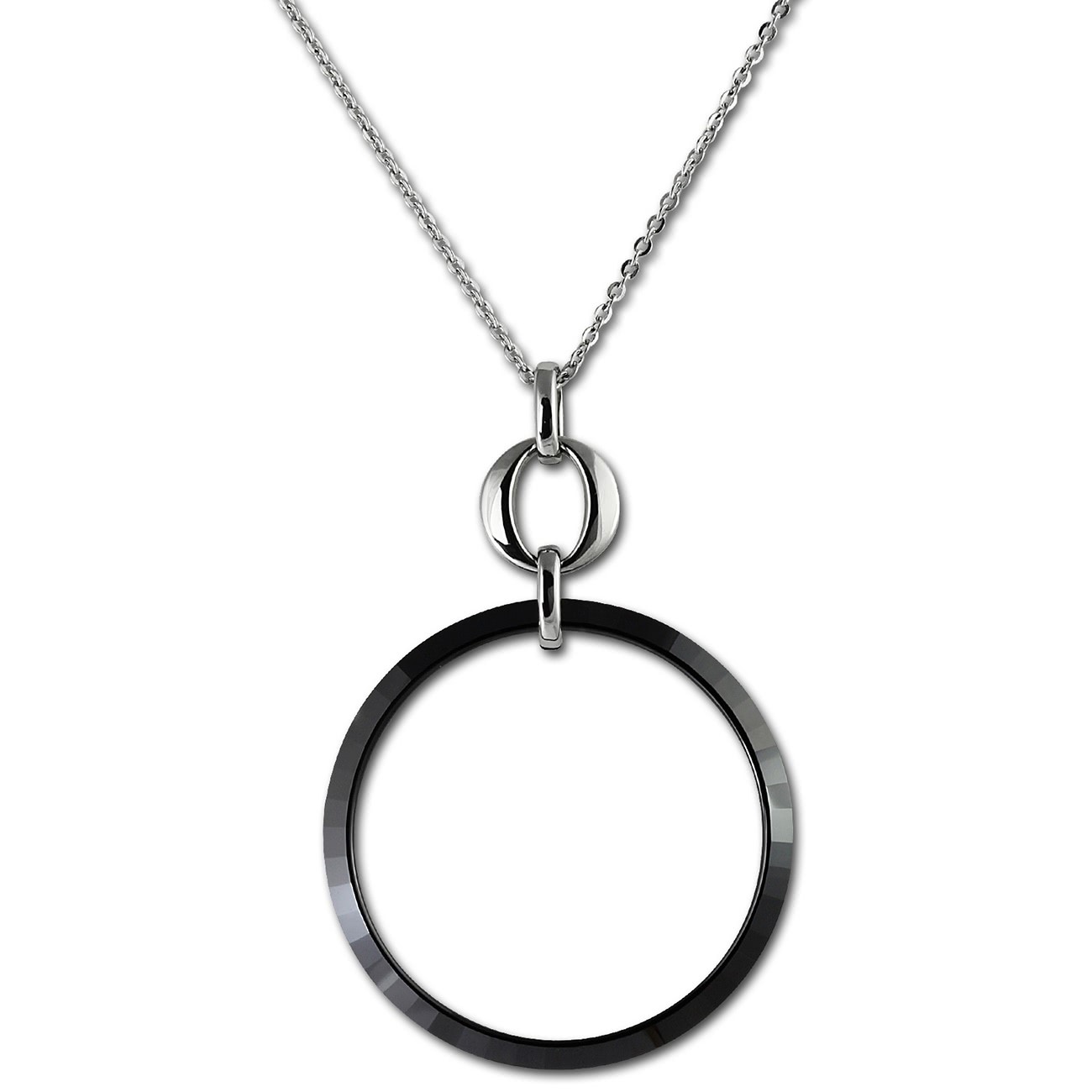 Amello Halskette Keramik Circle schwarz Damen Edelstahlschmuck ESKX14S