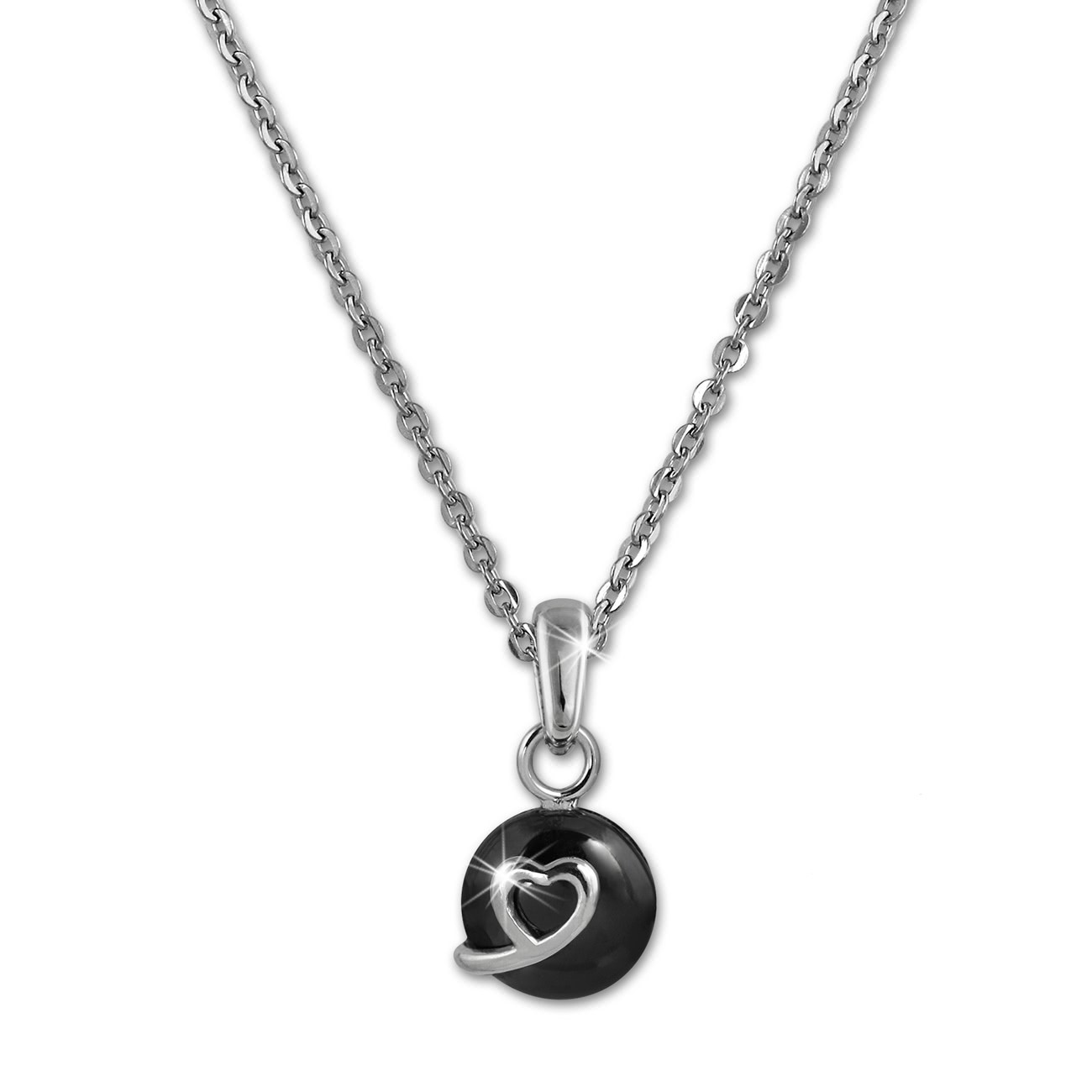 Amello Halskette Keramik Herzchen schwarz Damen Edelstahlschmuck ESKX34S5