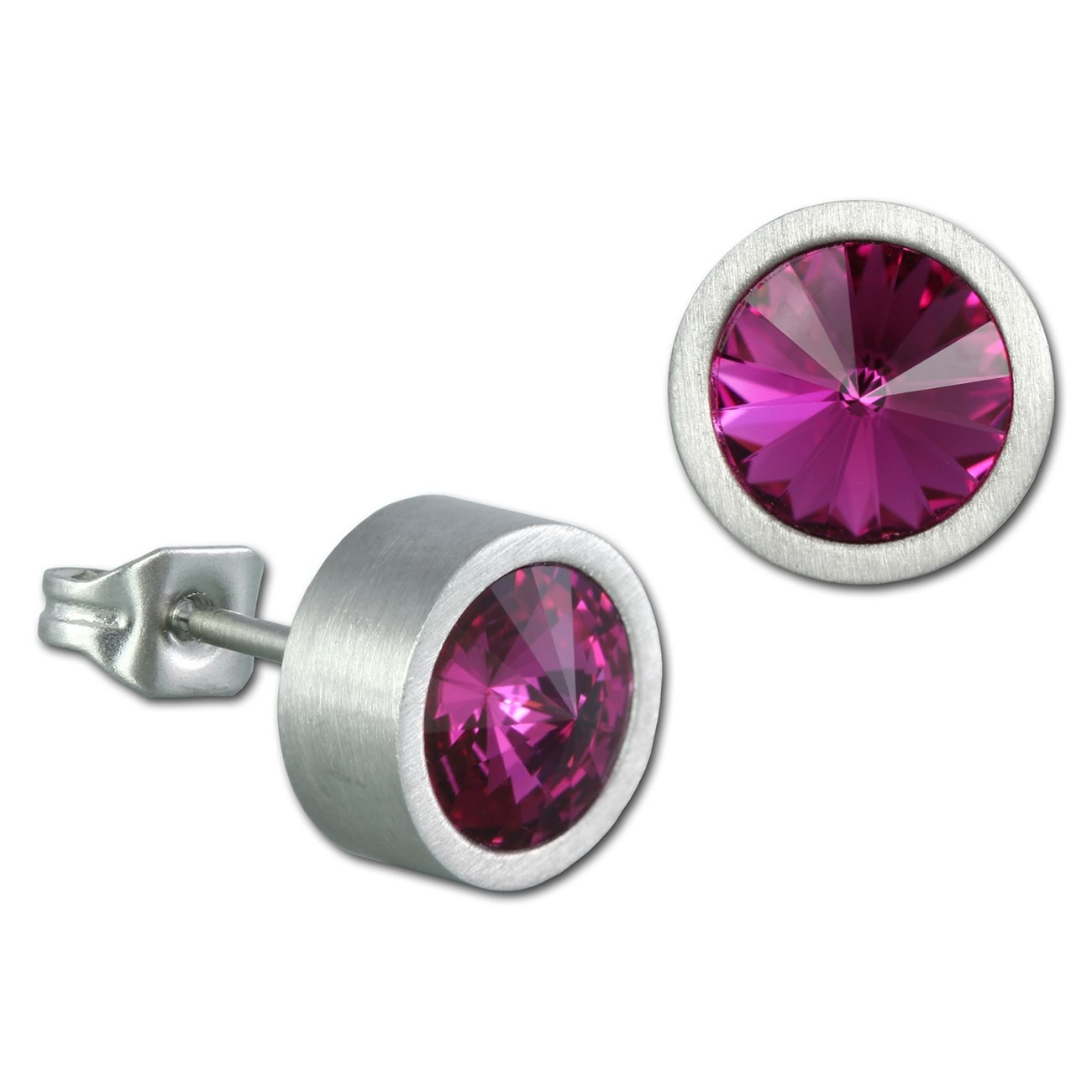 Amello Edelstahl Ohrstecker Zirkonias fuchsia Ohrring ESOS03P