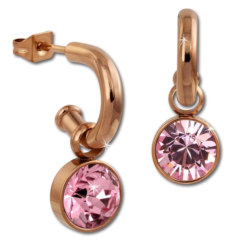 Amello Edelstahl Creole rosegold Zirkonias Zirkonia rosa ESOS51A