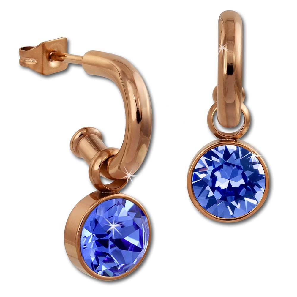 Amello Edelstahl Creole rosegold Zirkonias Zirkonia blau ESOS51B