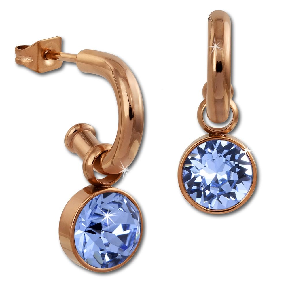 Amello Edelstahl Creole rosegold Zirkonias Zirkonia hellblau ESOS51H