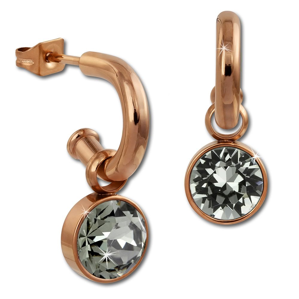 Amello Edelstahl Creole rosegold Zirkonias Zirkonia grau ESOS51K