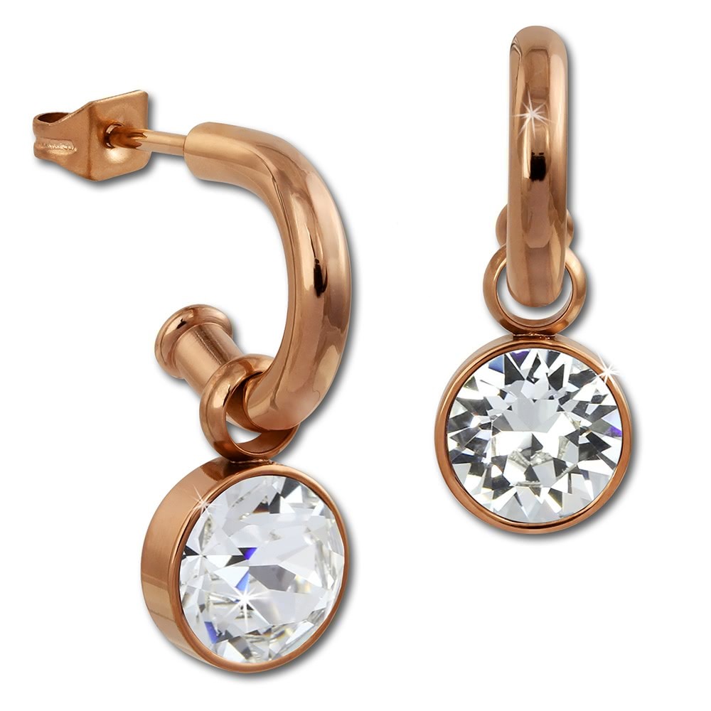 Amello Edelstahl Creole rosegold Zirkonias Zirkonia weiß ESOS51W