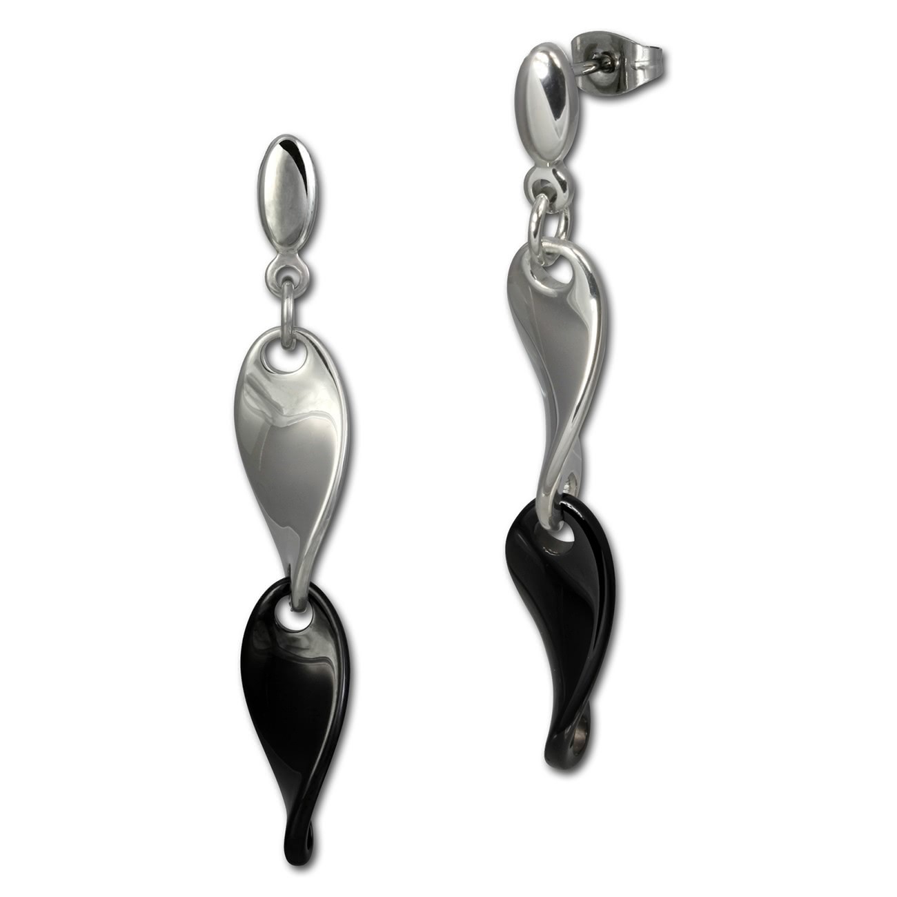 Amello Ohrringe Keramik Welle schwarz Damen Edelstahlschmuck ESOX08S