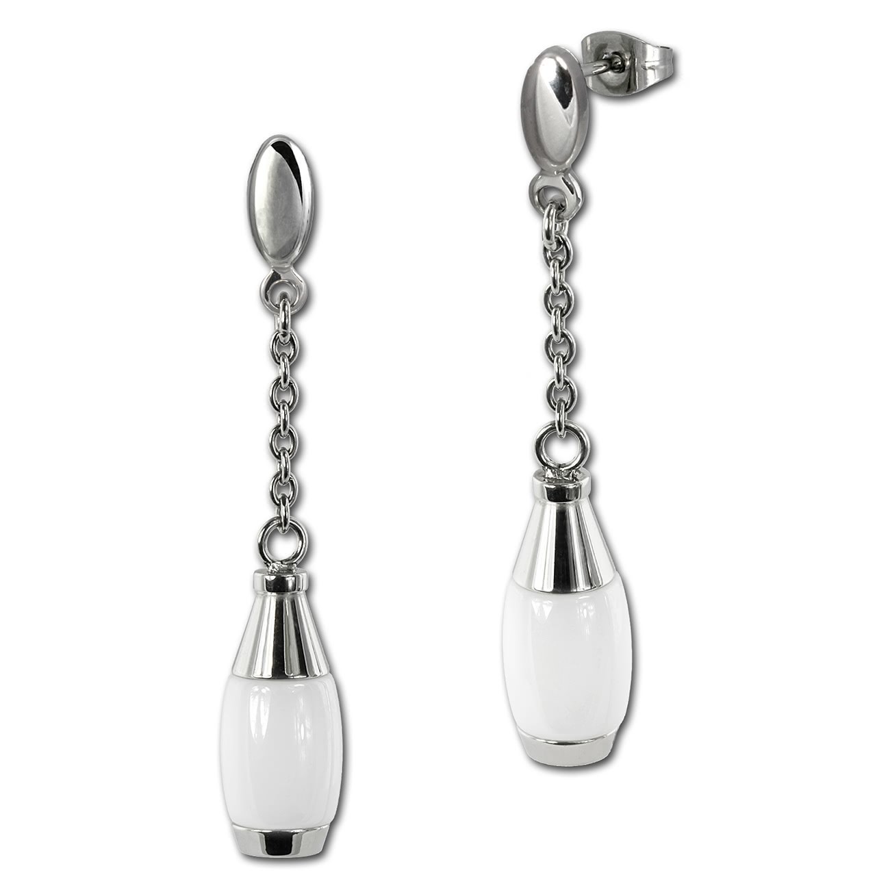 Amello Ohrringe Keramik Kegel weiß Damen Edelstahlschmuck ESOX15W