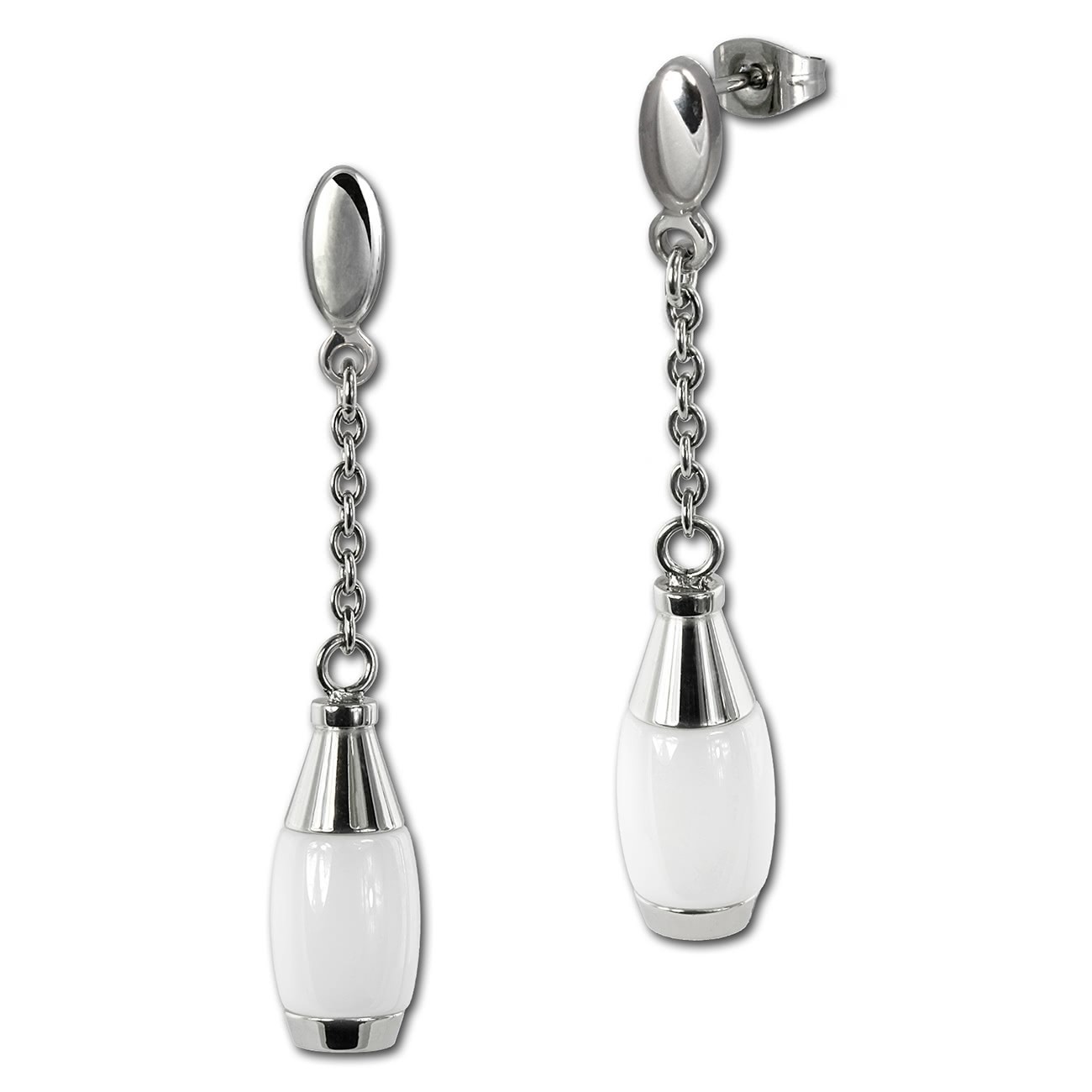 Amello Ohrringe Keramik Kegel weiß Damen Edelstahlschmuck ESOX15W