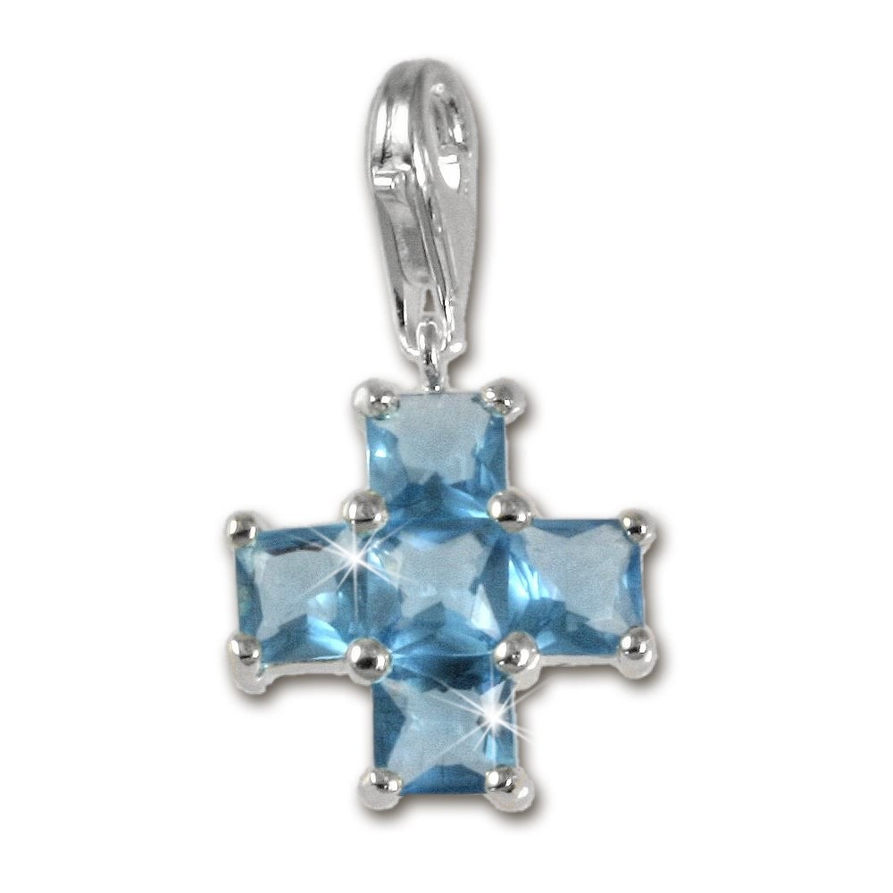 SilberDream 925 Charm Kreuz blau Armband Anhänger FC204B