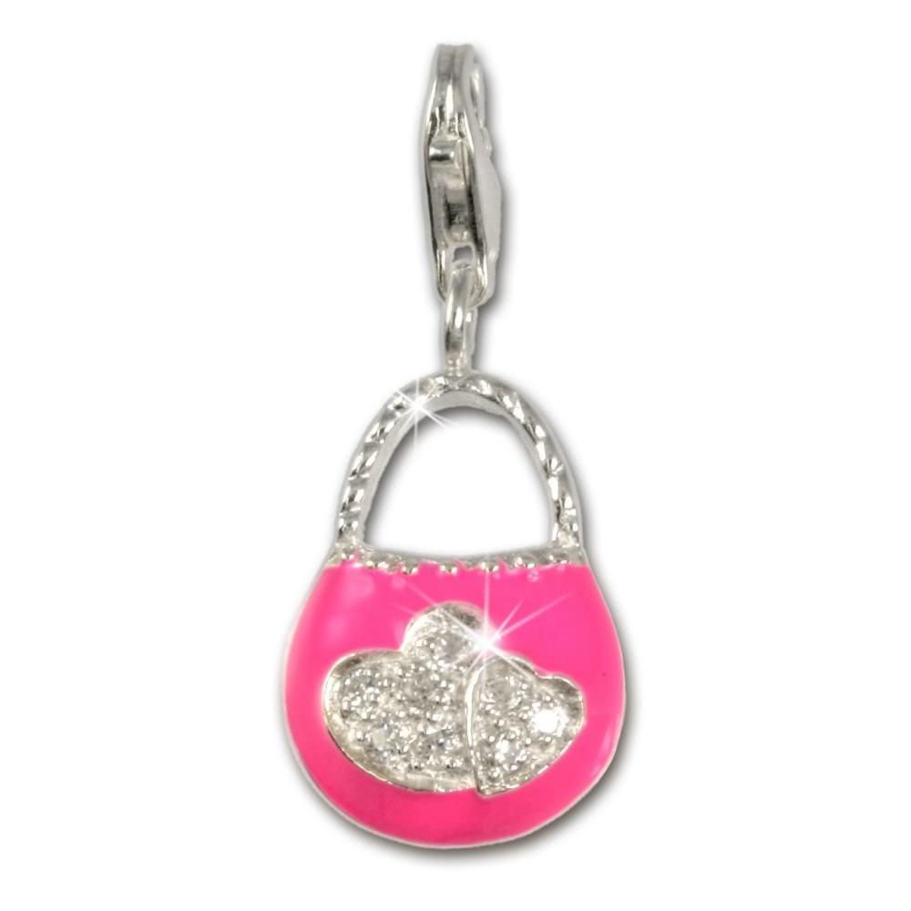 SilberDream 925 Charm Tasche pink Armband Anhänger FC3030P