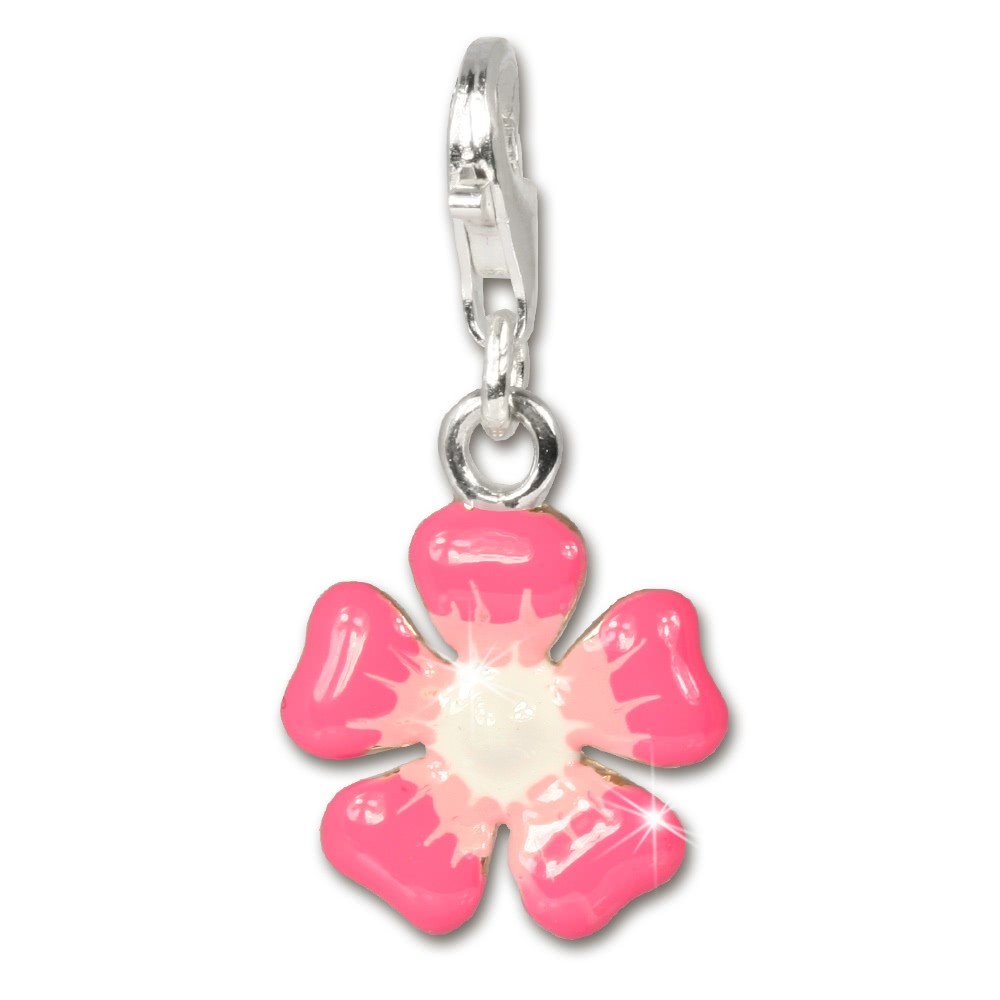 SilberDream Charm Blume rosa Armband Anhänger 925 Silber FC3136