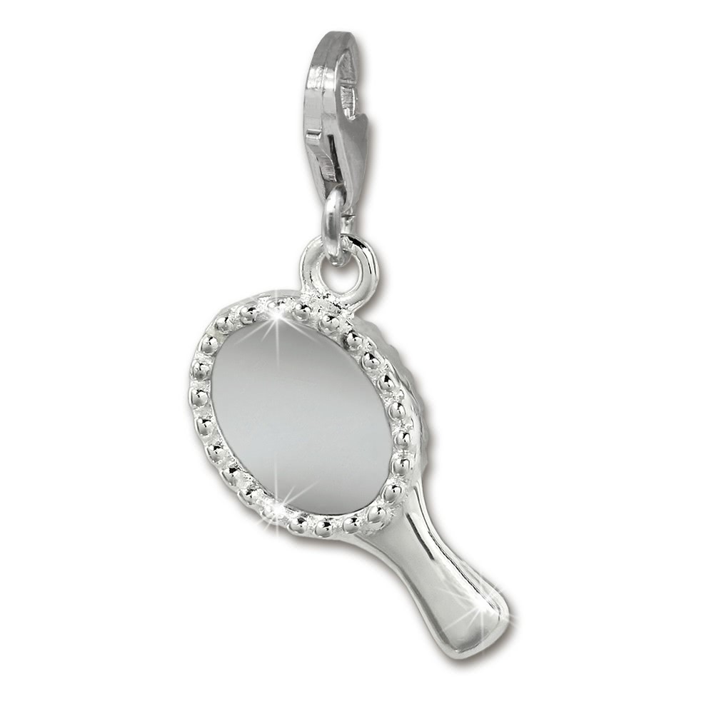 SilberDream Charm Spiegel mit Glas 925 Sterling Silber Armband Anhänger FC3145