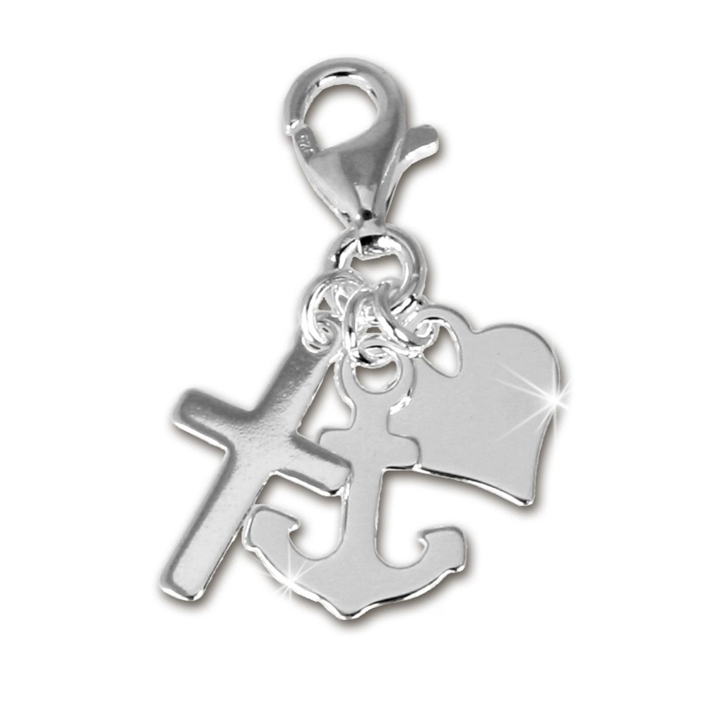 SilberDream Charm Anker, Herz, Kreuz Armband Anhänger 925 FC506