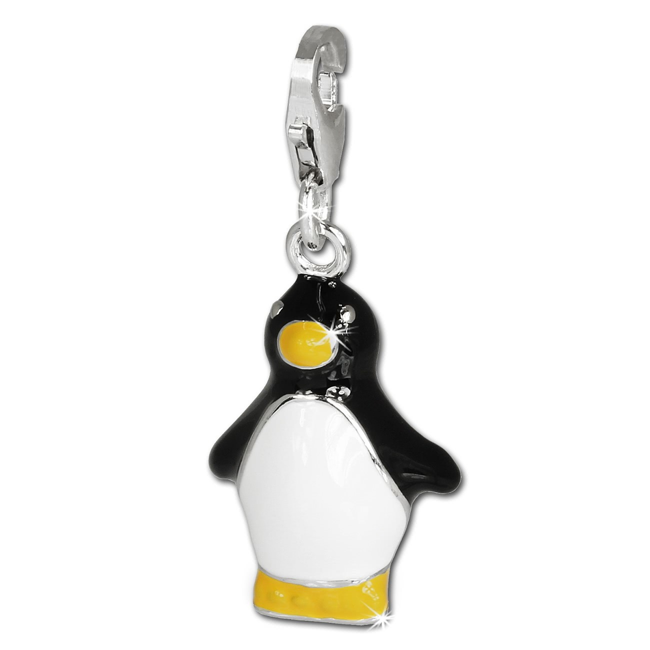SilberDream 925 Silber Charm Pinguin schwarz Armband Anhänger FC616