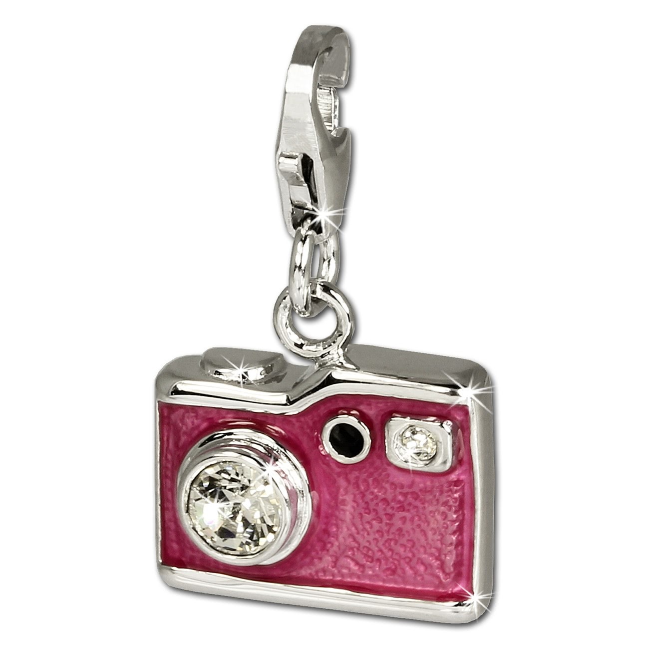 SilberDream Charm Fotoapparat PINK 925er Armband Anhänger FC660