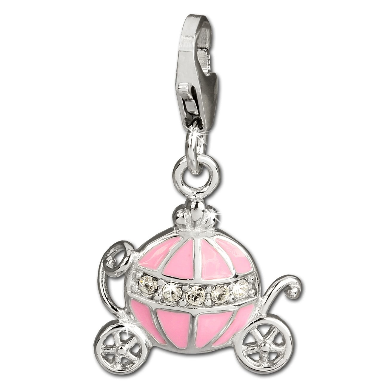 SilberDream Charm Kutsche rosa 925 Silber Armband Anhänger FC674