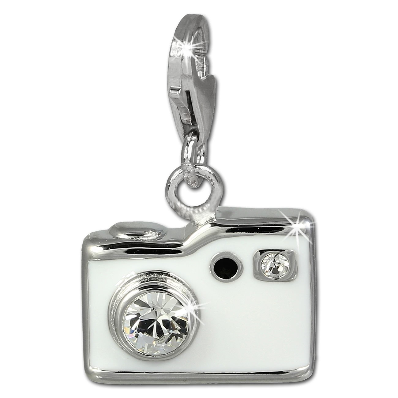 SilberDream Charm Fotoapparat weiß 925er Armband Anhänger FC819W