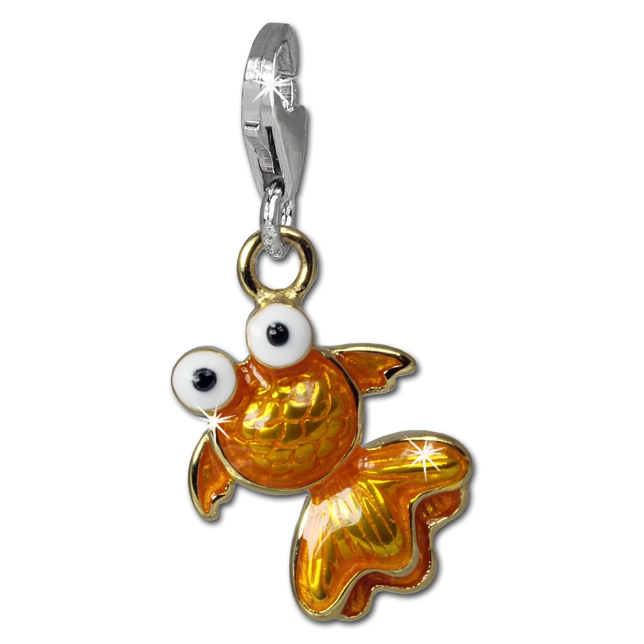 SilberDream Charm Kleiner Fisch orange 925er Armband Anhänger FC835O