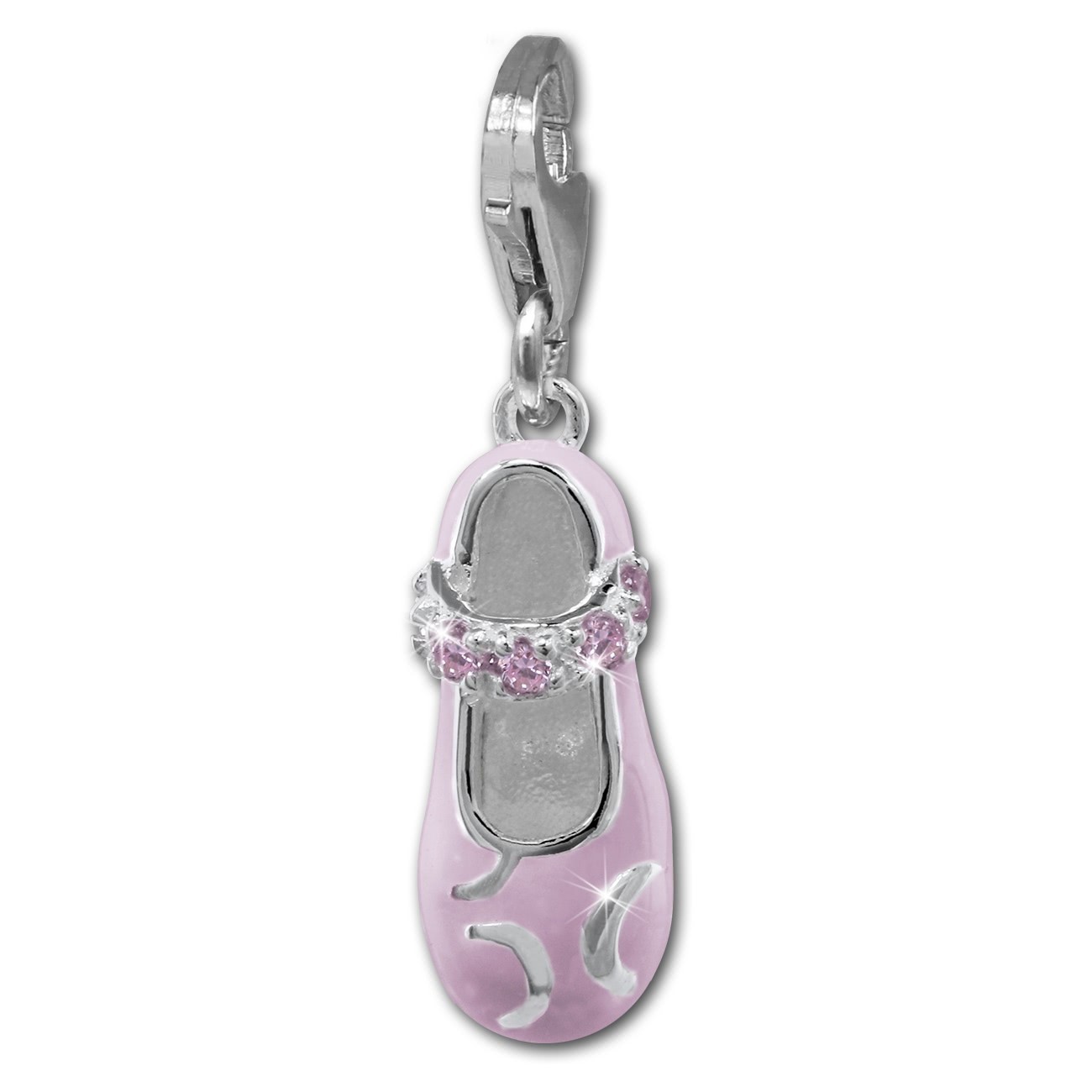 SilberDream Charm Damenschuh rosa 925 Silber Armband Anhänger FC853A