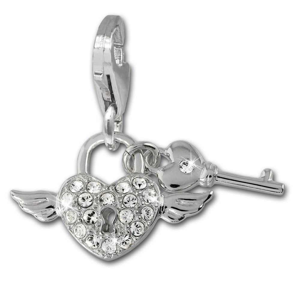 SilberDream Charm Schlüssel zum Herzen rot 925 Silber Armband Anhänger FC874A