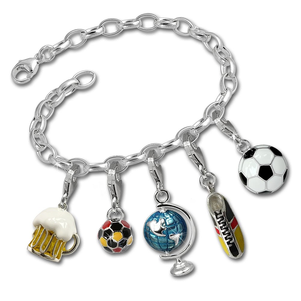 SilberDream Armband 925 Silber Charmsset Fußballfieber Anhänger FCA042