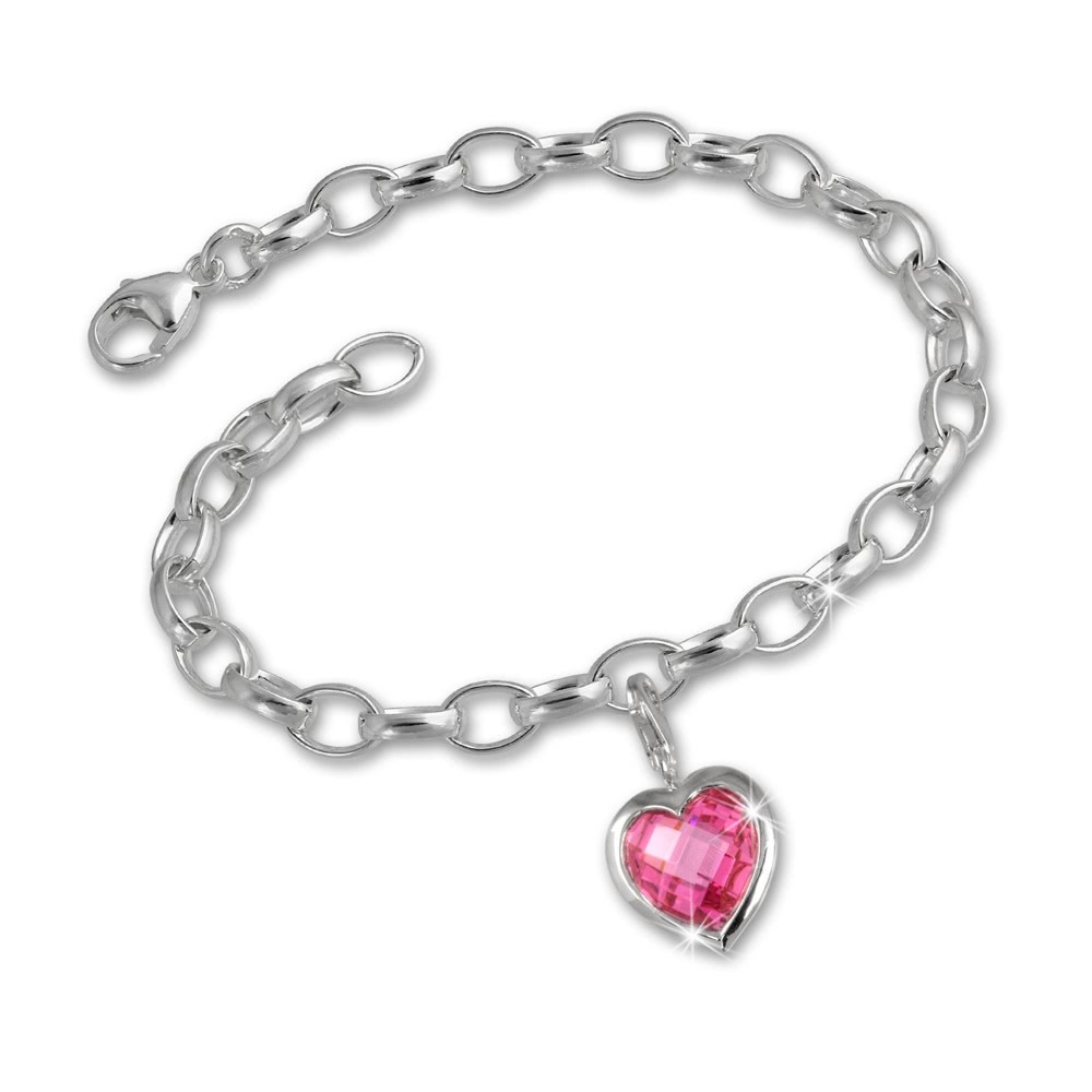 SilberDream 925 Charms Herz rosa Silber Armband Anhänger FCA052