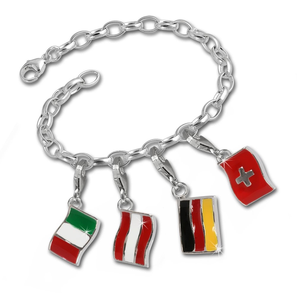 SilberDream Silber Charms Flaggen-Set Angebot Fahnen Anhänger FCA056