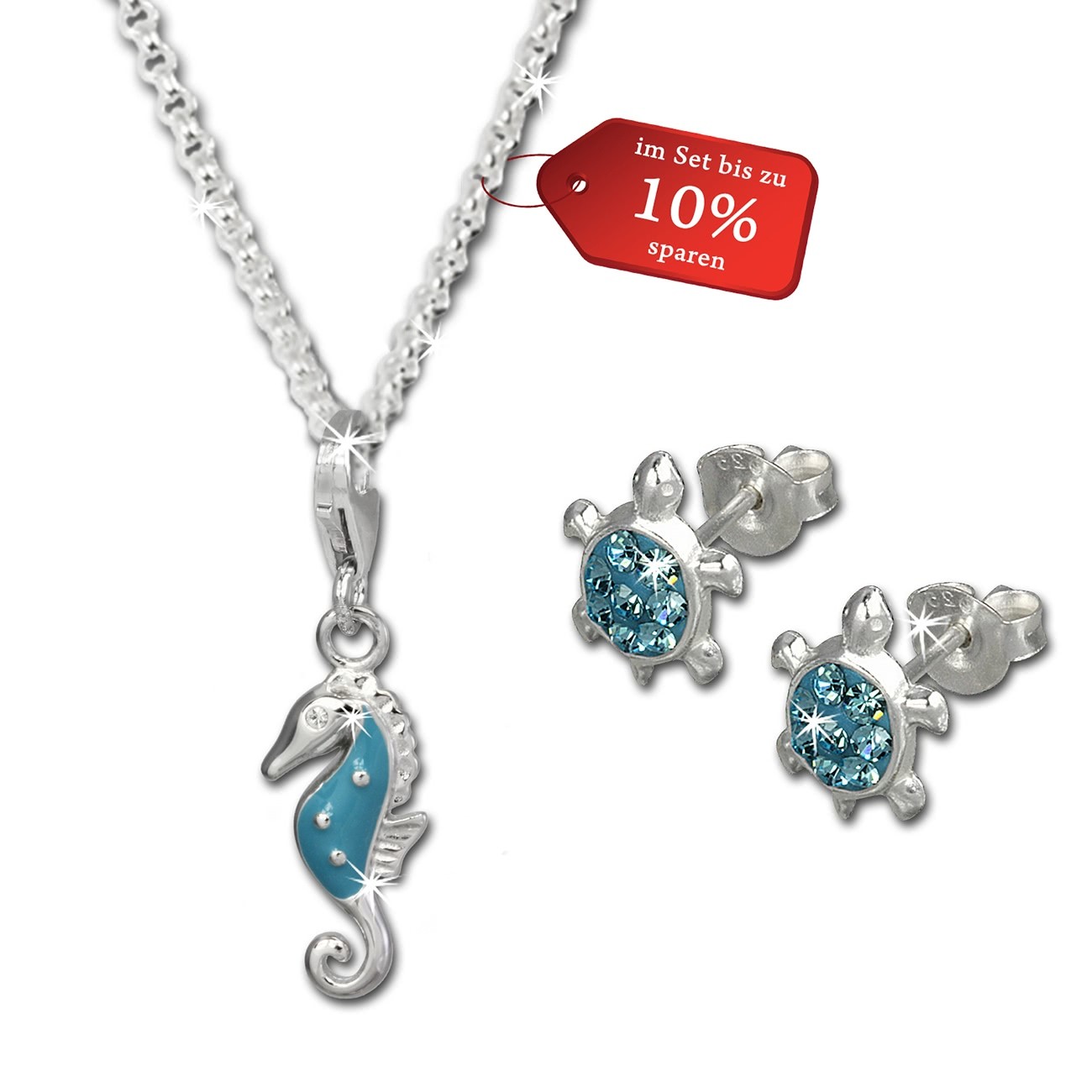 SilberDream Kinder Schmuck Set Meer blau Zirkonia 925 Silber FCA089