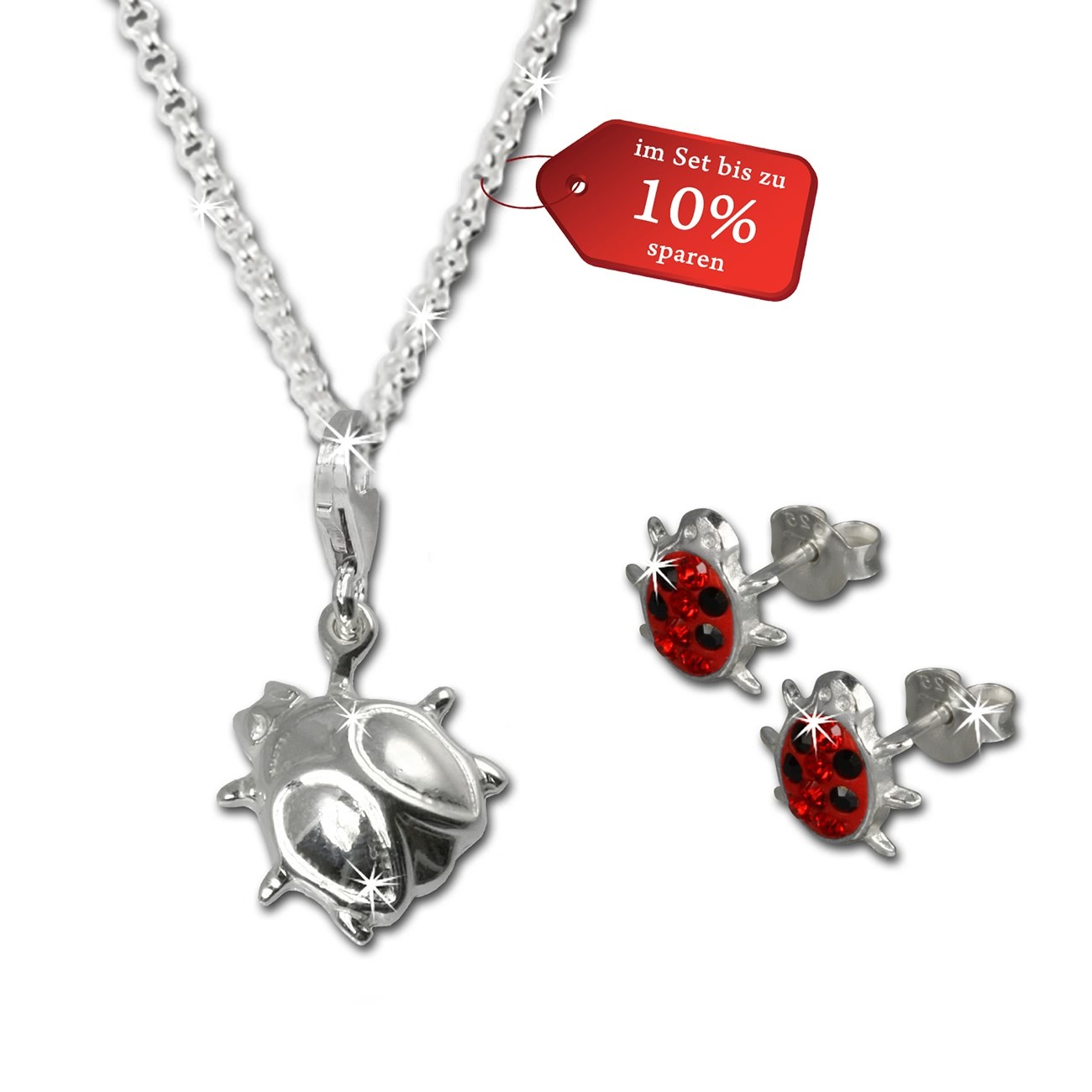 SilberDream Kinder Schmuck Set Marienkäfer Zirkonia 925er Silber FCA090