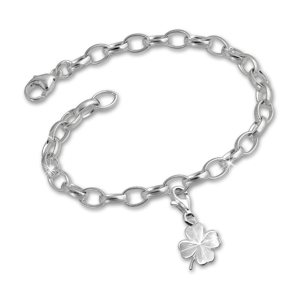 SilberDream 925 Charm Kleeblatt Silber Armband Anhänger Set FCA112