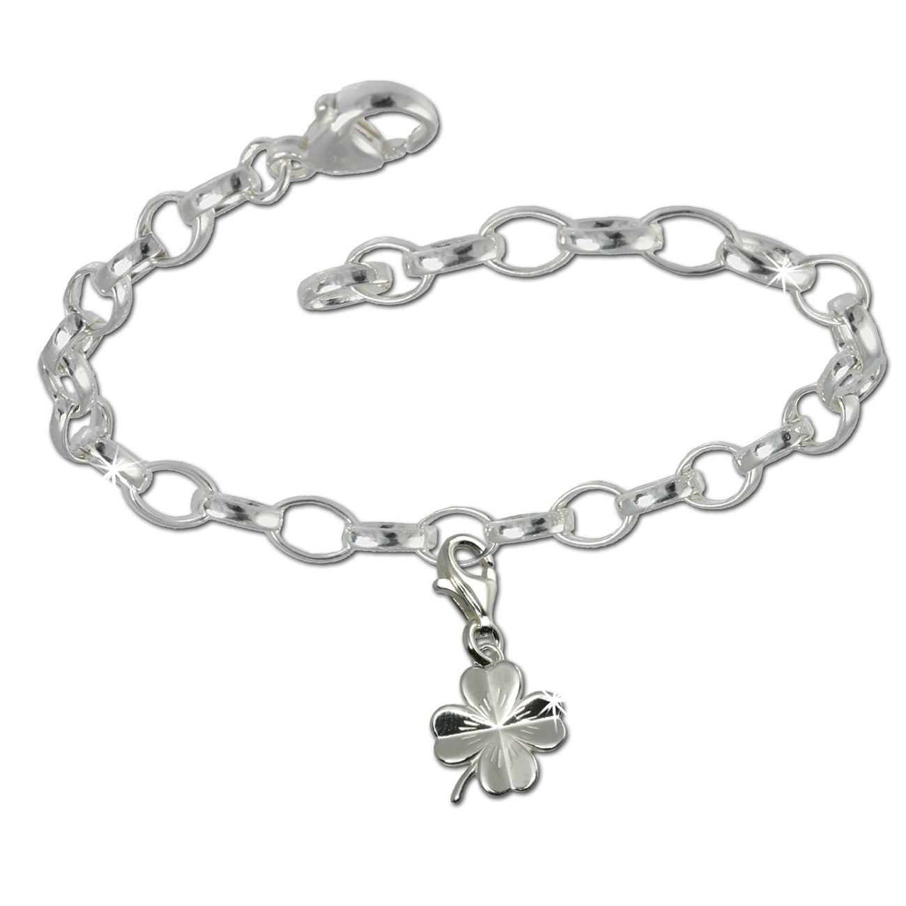 SilberDream 925 Charm Set Glücksklee Silber Armband Anhänger FCA131