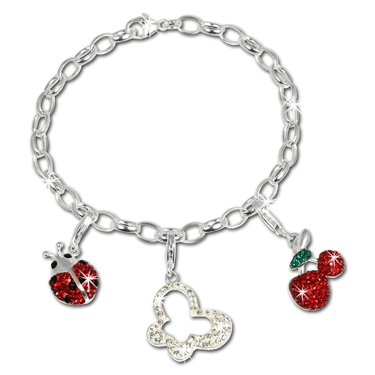 SilberDream Charm Glitzerset Natur 925 Silber Armband Anhänger FCA141